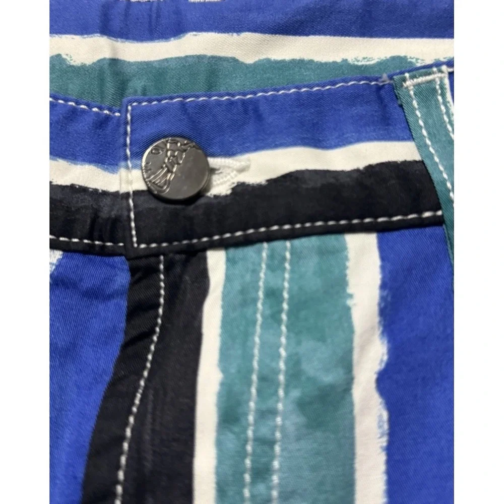 Versace Collection Men's Striped‎ Slim Fit Pants 33 Blue Green Cotton Stretch